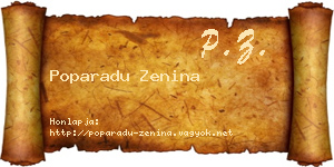Poparadu Zenina névjegykártya